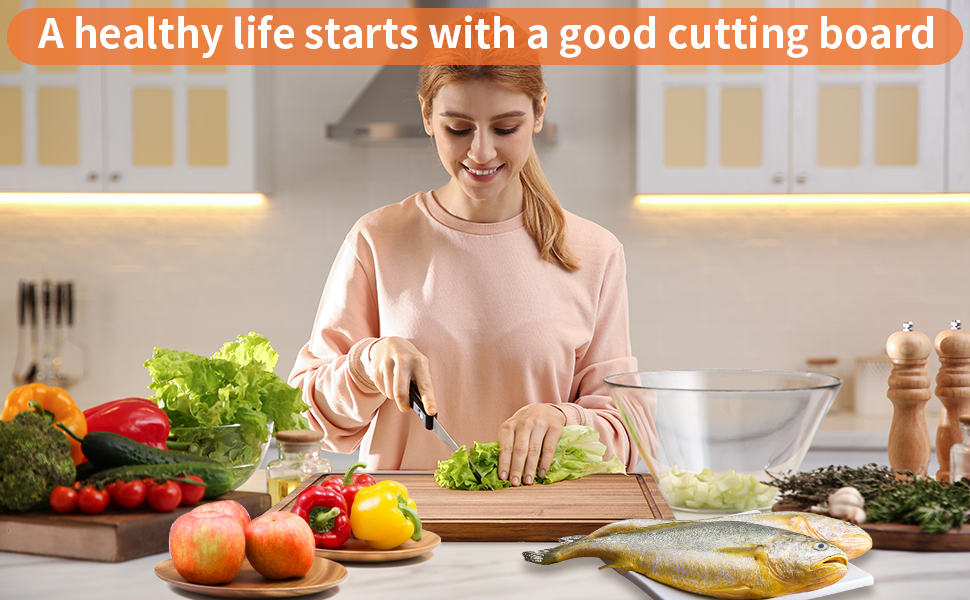 Extra Large Wood Cutting Boards, 20 x 15 Inch Acacia Wooden