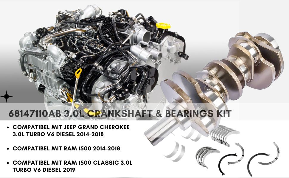 Amazon.com: 68147110AB 3.0L Crankshaft & Bearings Kit for