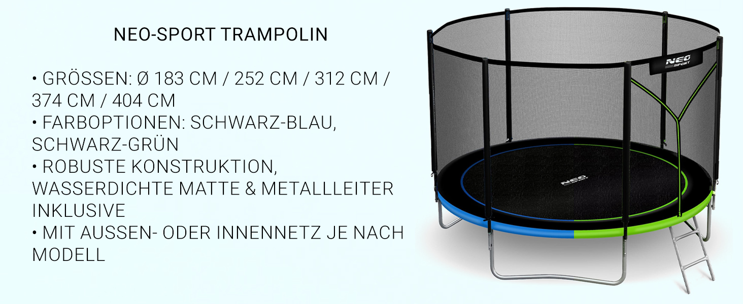 Neo-Sport Trampolin Outdoor für Kinder mit Sicherheitsnetz, Innen-Leiter und gepolsterten Stangen, witterfest und rostfr 7c980640 4c15 4e4e 86a7 Ff9dec5d9f05. CR0,0,1464,600 PT0 SX1464 V1