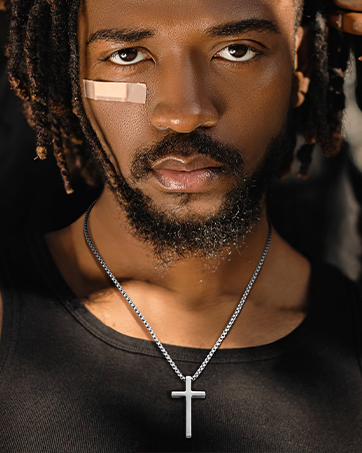 mens cross necklace small