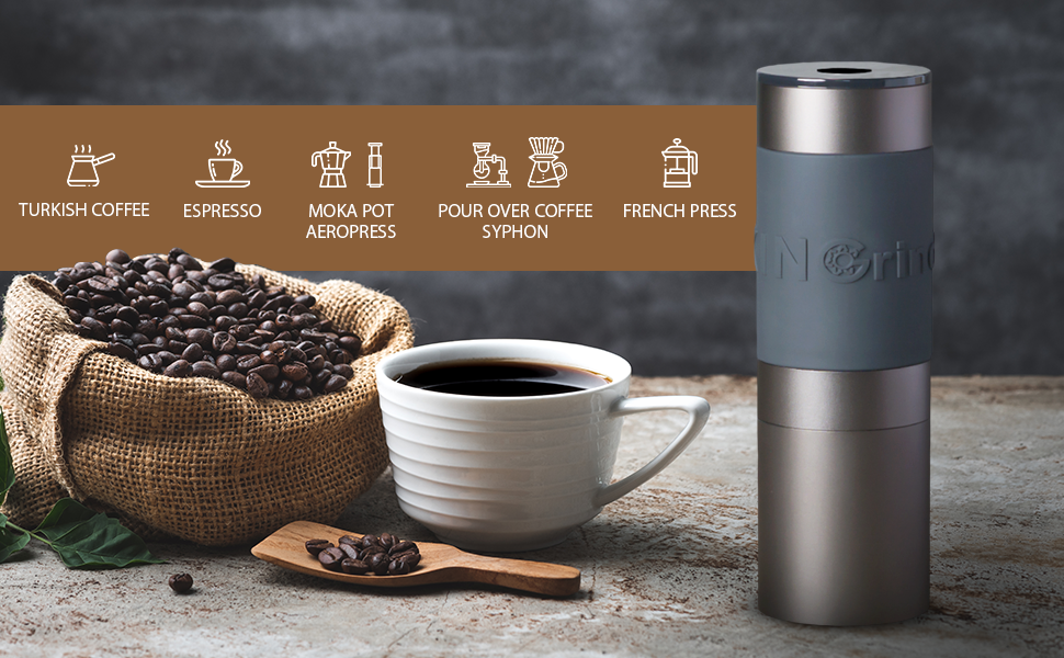 KINGrinder K1 Iron Grey Manual Hand Coffee Grinder 140 Adjustable Grind