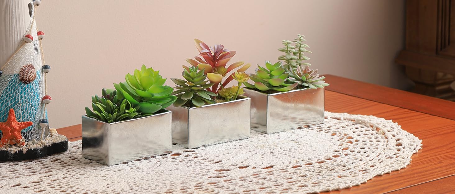 Mingfuxin Artificial Succulents Plants, Mini Assorted Green