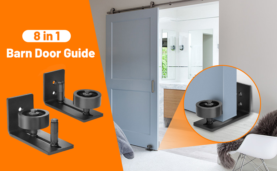 Barn Door Guide, 8 in 1 Barn Door Floor Guide Adjustable, Set of 2