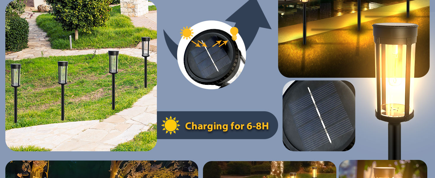 Lumsoloire 8 Pack Solar Pathway Lights Outdoor