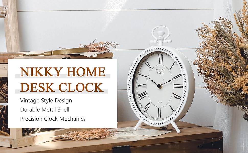 NIKKY HOME Vintage Table Clock, Metal Wh... 10 7ca1f32e e022 48d9 b763 c10d344a8af3. CR0,0,1940,1200 PT0 SX970 V1