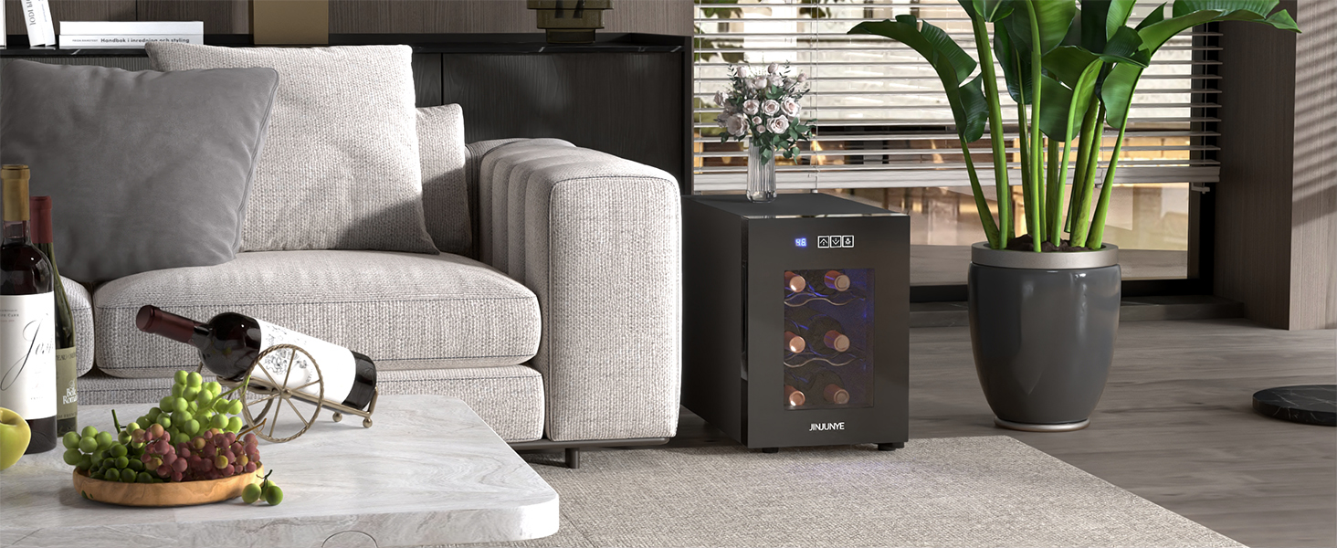 JINJUNYE 6 Bottle Wine Cooler Refrigerator, Wine Fridge