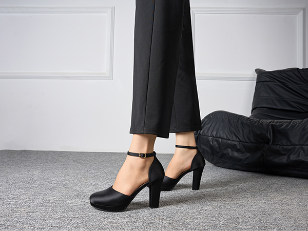Amazon.com: Lyngixko Women's High Block Heels Pumps Round