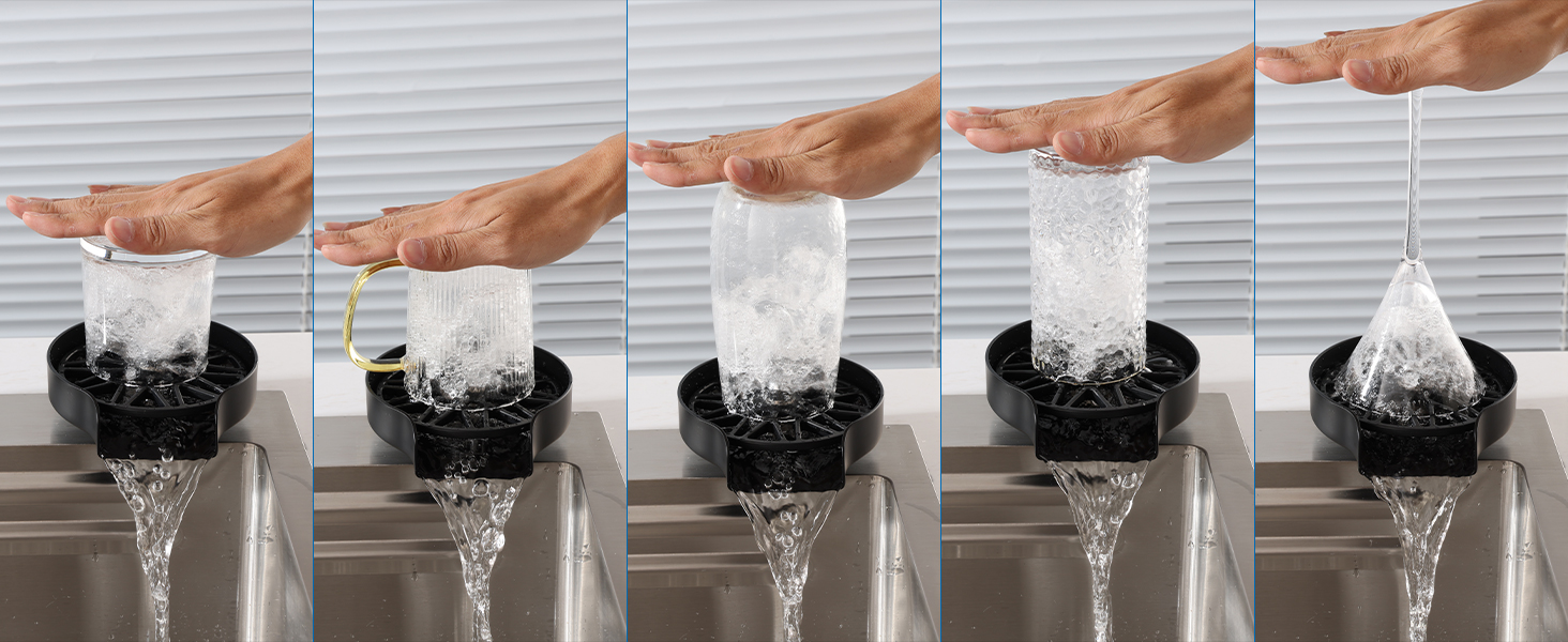 WEWE Black Glass Rinser, Upgraded 360 Degree Rotating Spout Glass