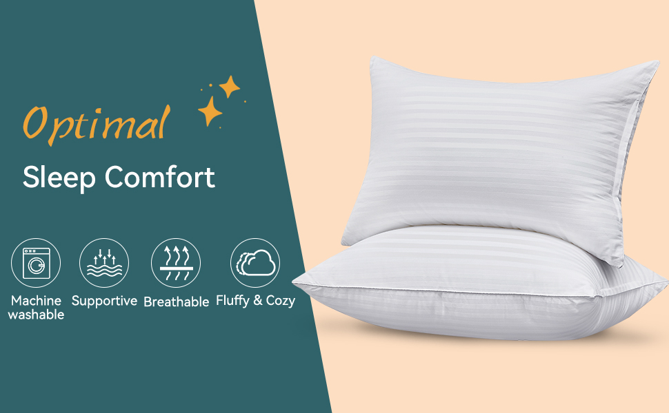 Oubonun Hotel Collection Striped Bed Pillows Queen Size Set