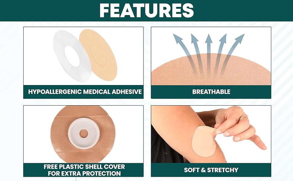 Hypoallergenic Adhesive, Breathable, Free Hardshell Cover, Soft and Stretchy