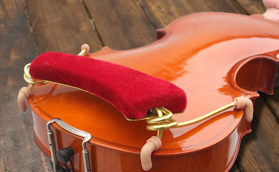 Violin Chin Rest, Red Aluminum Alloy Adjustable Fiddle Shoulder Rest