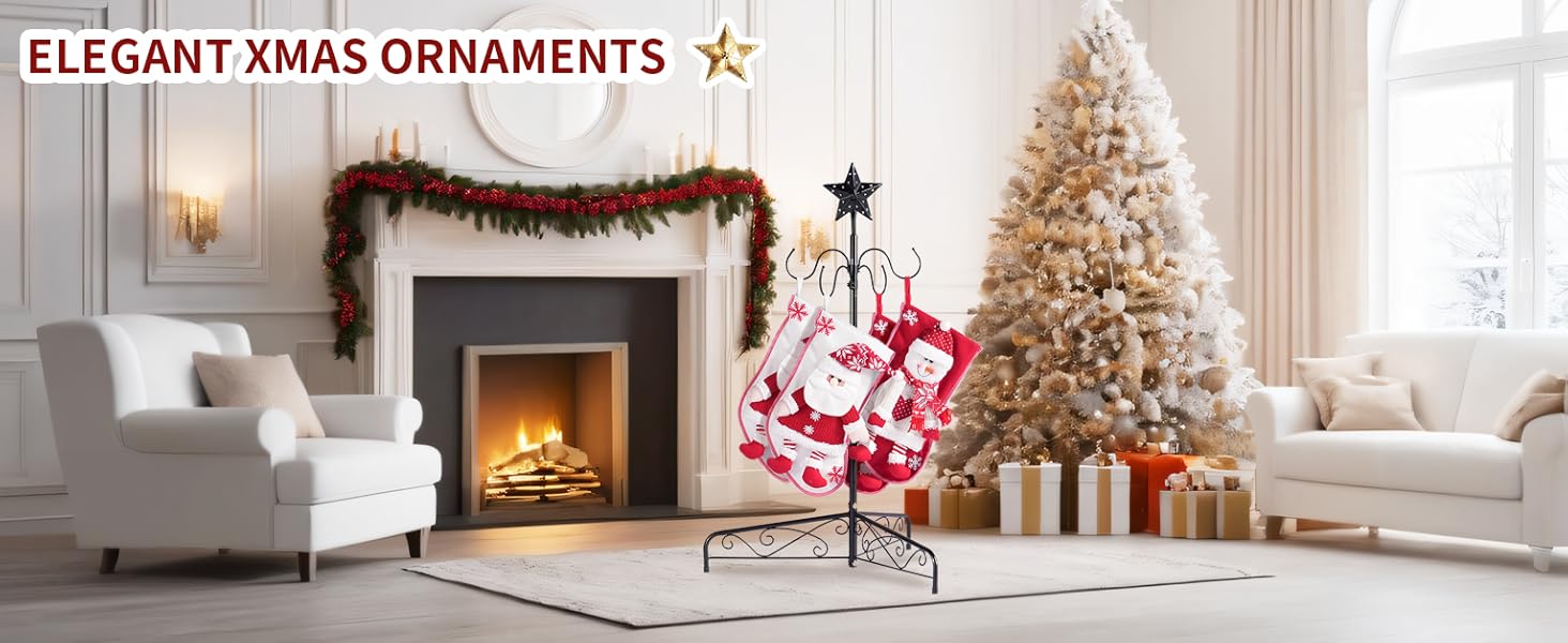 ELYKEN Freestanding Christmas Stocking Holder Stand with 8