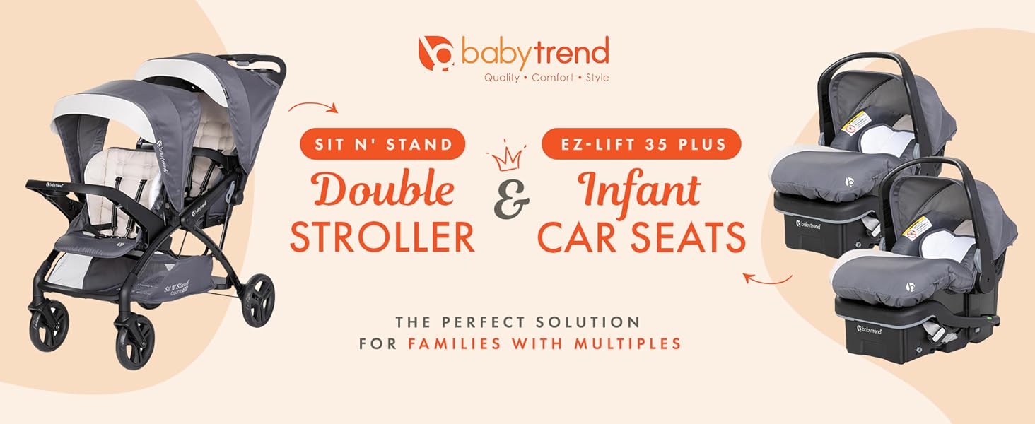 Baby Trend Double Stroller and Infant Seats Bundle