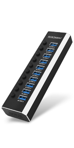 Amazon | ROSONWAY USB ハブ 3.0 16ポート アルミ製 USB Hub