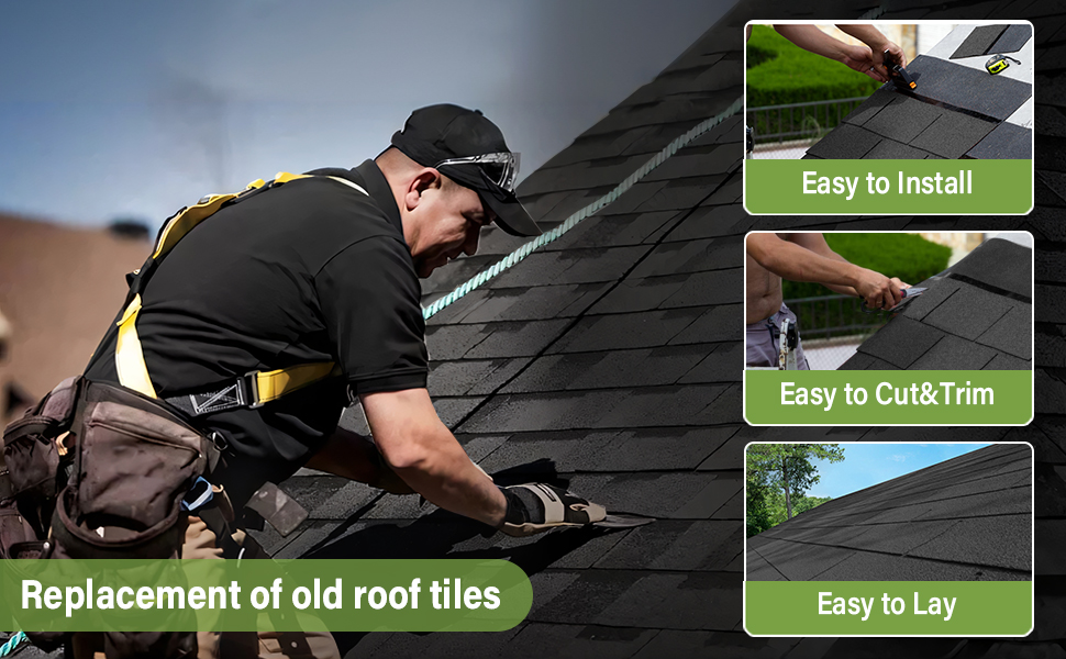 FUKEA Asphalt Roof Shingles18pcs/2.61sqm Shingles SelfAdhesive Sheds