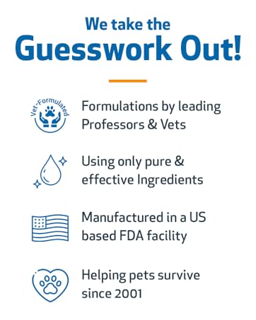 vet-formulated, pure, effective ingredients made in the usa fda-facility helping pets since 2001