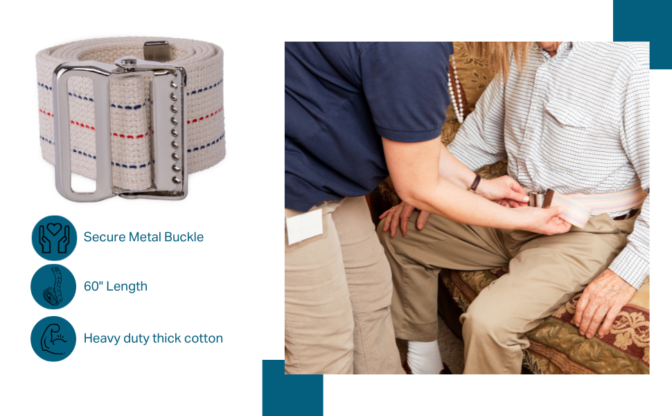 Gait Belt and Transfer/Walking Assist Standing Aid, 60inch