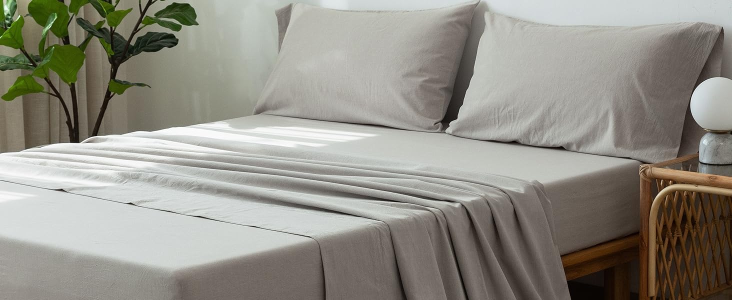 MooMee Washed Cotton Linen-Like Sheet Set