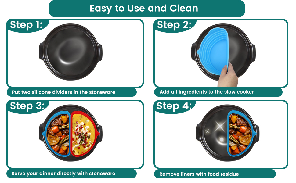 MQFORU Silicone Slow Cooker Liners fit Crockpot 6 Quart, 2