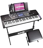 RockJam 61 Key Keyboard Piano With LCD Display Kit, Keyboard Stand, Piano Bench, Headphones, Simp...