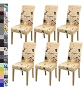 BIETYONE Dining Chair Cover,Dining Room Chair Covers Set of 6,Stretch Kitchen Chair Cover,Washabl...