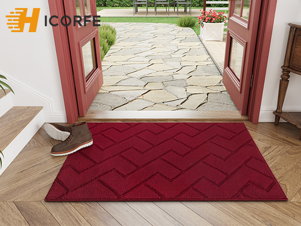 hicorfe Indoor Doormat,Front Back Door Mat Rubber Backing