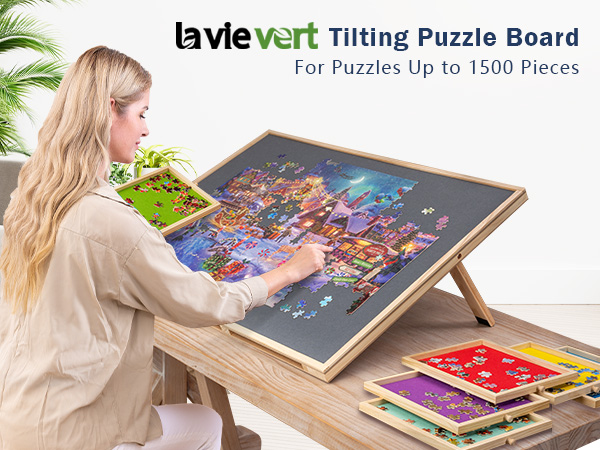 Lavievert 2-in-1 Tilting & Rotating Jigsaw Puzzle Board with 6