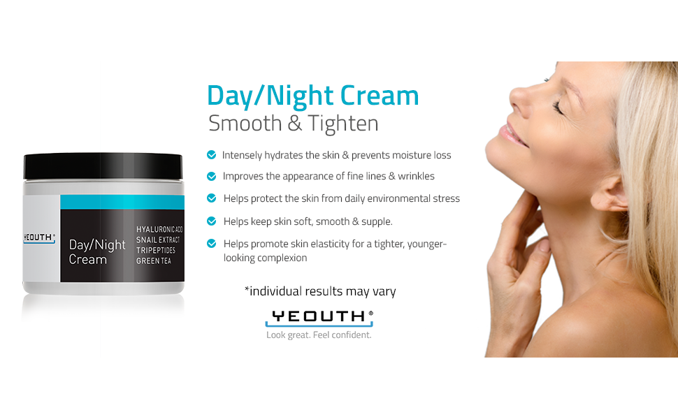 Day/Night Cream Moisturiser for Face, Face Cream with Hyaluronic Acid & Snail Extract, Cream for