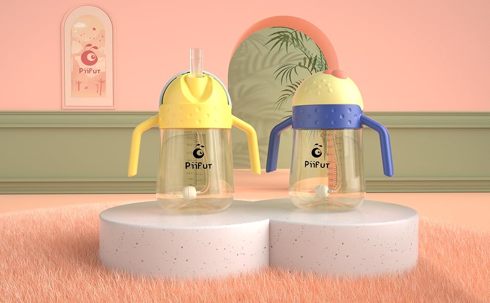 Piifur Weighted Straw Sippy Cup for toddlers 13, Spill