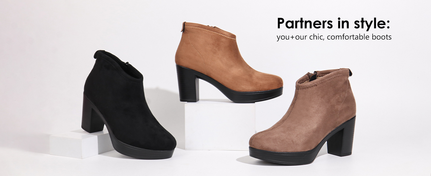 Hawkwell Women's Suede Arch Support Side Zipper Comfort Ankle Boot