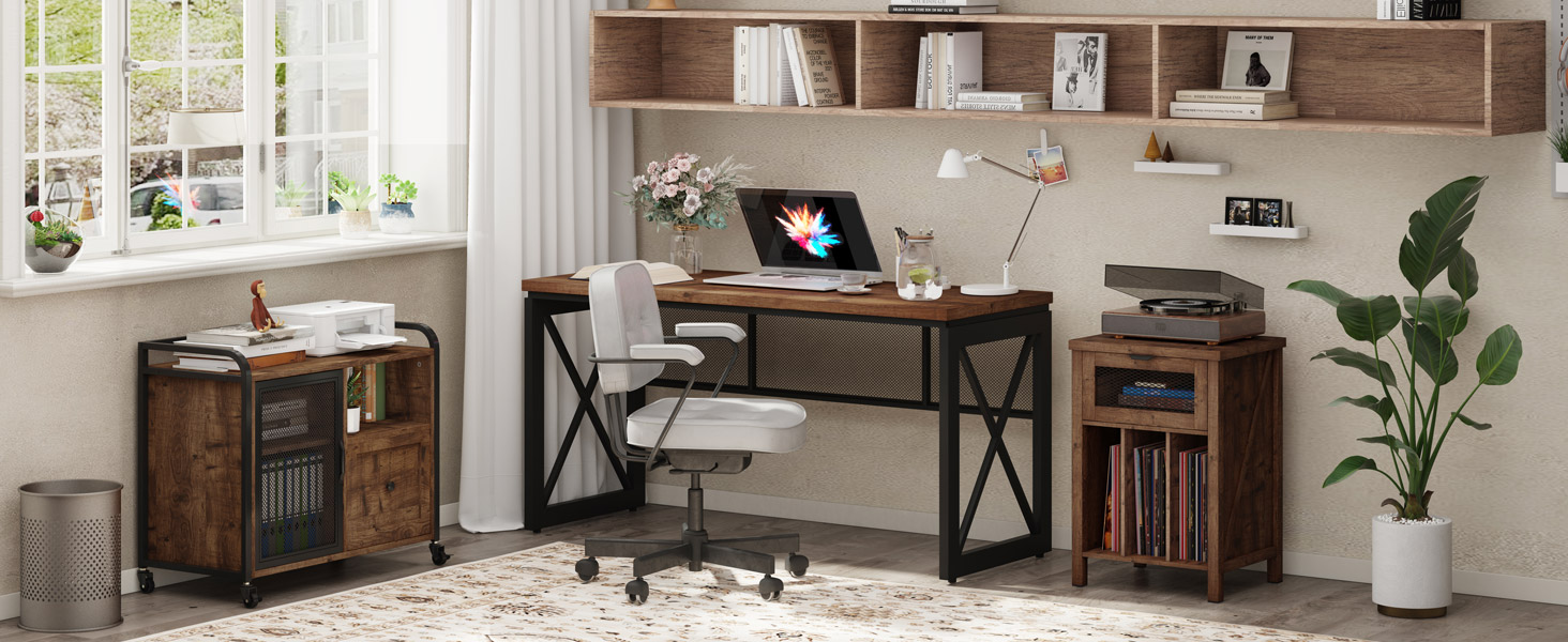 BON AUGURE Record Player Stand with Vinyl Storage