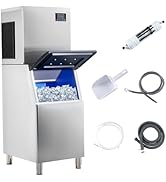 Jocisland Commercial Ice Maker, 600lbs/24H Stainless Steel ice Machine Countertop with 284lbs Sto...