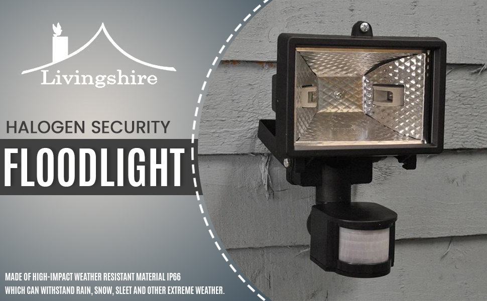 Outdoor Security Light with Motion Sensor Floodlight with PIR Halogen
