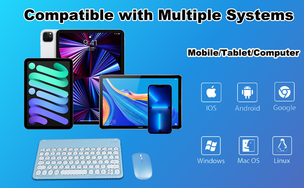 Bluetooth Keyboard and Mouse Set Mini Small Wireless Keyboard Portable