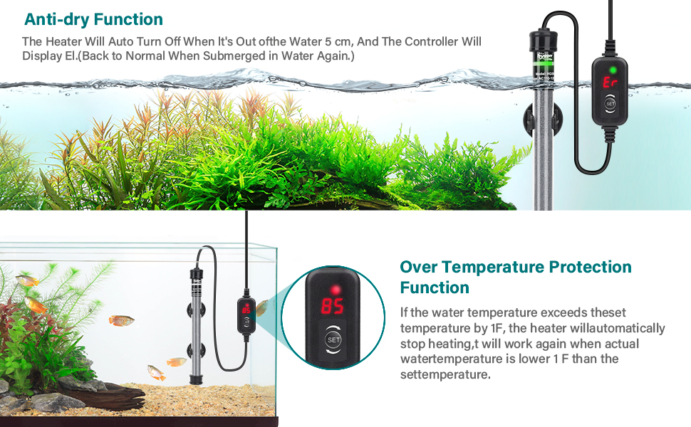 hygger Submersible Aquarium Heater, 100W 150W 200W 300W
