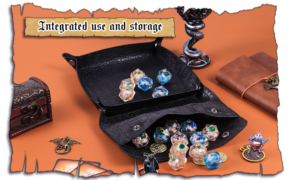 DND Dice Tray with Florescent Yellow Eyes Dice Storage Bag