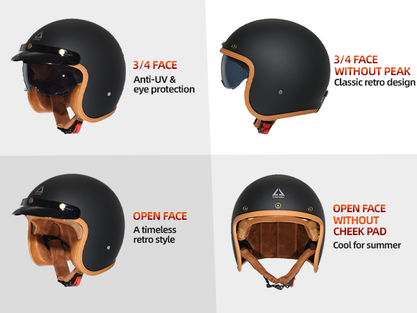 Amazon.com: TRIANGLE 3/4 Motorcycle Helmet,Retro Vespa Open
