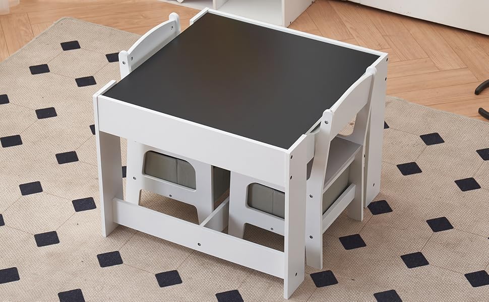 Kids Table and Chair Set with Storage,Table and Chairs for