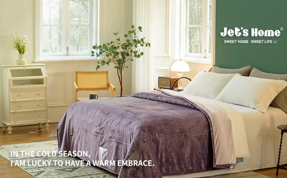 JET'S HOME Heated Blanket Queen 84"x90" ETL&FCC Certified