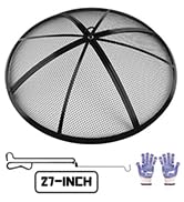 2024 Upgraded Fire Pit Spark Screen,Outdoor Fire Pit Screen with Collapsible Handle &amp; Poker