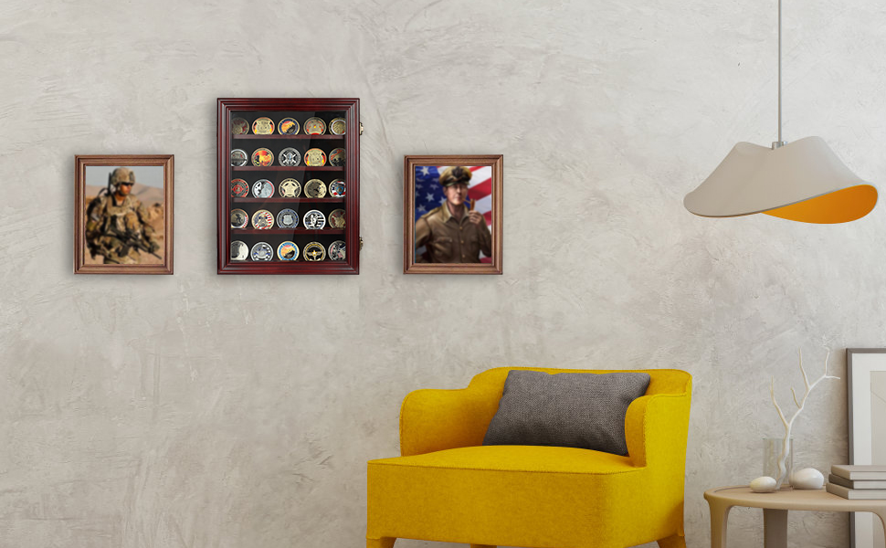 ASmileIndeep Military Challenge Coin Display Case with HD Toughened Glass Door