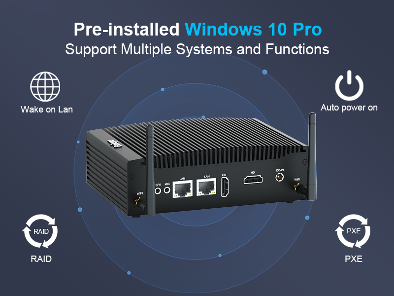 Baieyu Industrial PC Windows 10 Pro Core i57300U with 16GB RAM DDR4 512GB SSD, Fanless