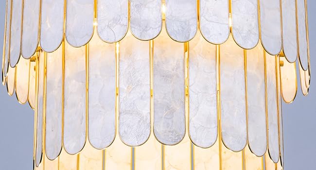 Onizbar 【Luxury】 TOCHIC Shell Chandelier Light Fixture, 5-Light Capiz