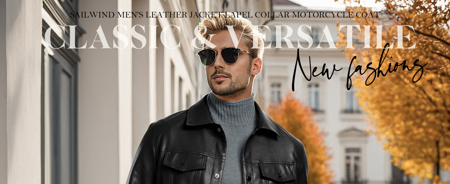 Herren Leder Jacken Button Up Winterjacke weben Übergangsjacke Klassisch jacke mit Umschlagkragen