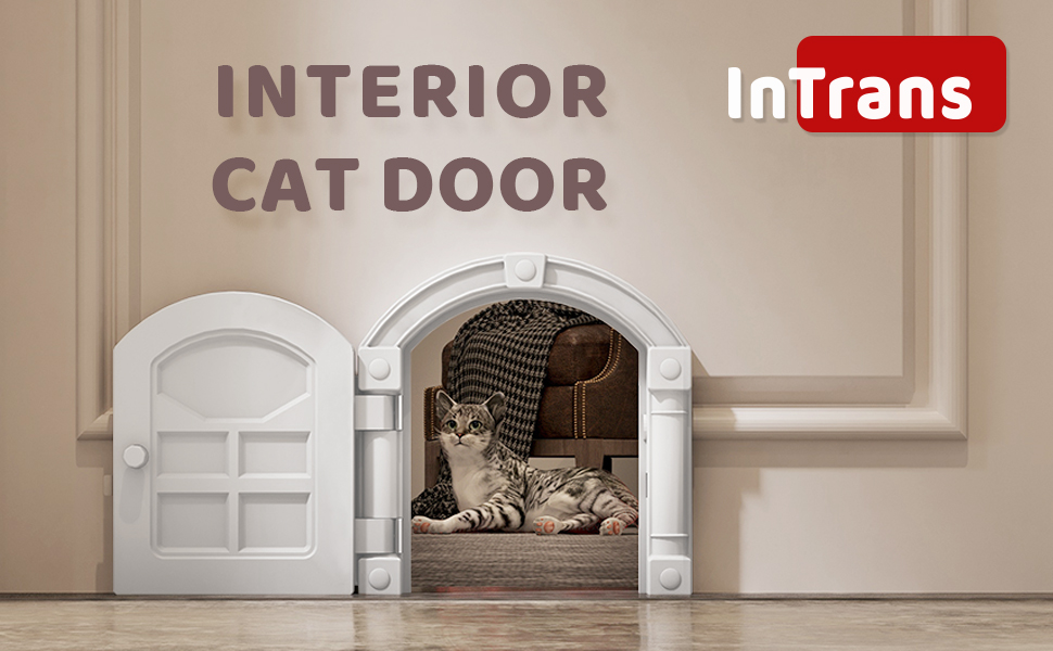 InTrans Cat Door Interior Door,No Noise Interior cat Door, Indoor cat