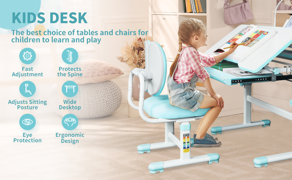 kids desk and chair set