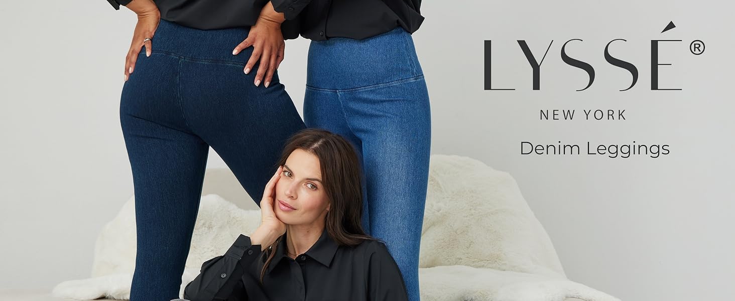 Lyssé denim leggings for women, jean leggings from regular to plus sizes, made of high-quality denim