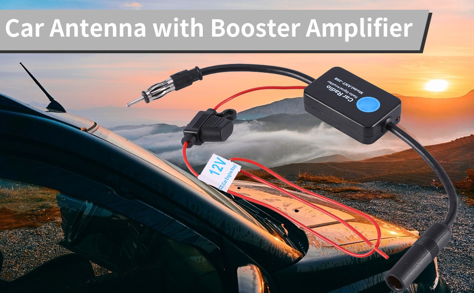 Car Antenna Booster, Keenso Universal 12V Car FM AM Radio Aerial