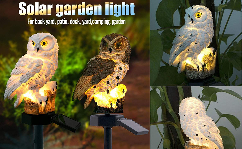 Queen.Y Owl Shape Light LED Outdoor Solar Powered Garden Waterproof
