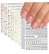 8Sheets Letter Nail Art Stickers 3D Self-Adhesive Laser Alphabet Nail Stickers English Alphabet M...